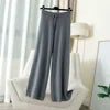 Women's Winter Fashion Knitted Loose Pants High Waist Drape Straight Wide Leg Casual Style Solid Pattern Wool Elastic Sweater