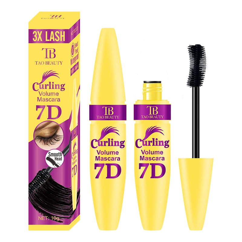Black Waterproof 7D Mascara Thick Smudge-proof Encrypted Lengthening Curling Eye Lashes Styling Makeup Tools Female Eye Cosmetic