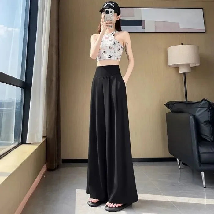 High Waist Wide Leg Straight Cut Casual Loose Long Pants Women's Suit Pants Spring Summer New Arrival Floor Length Trousers