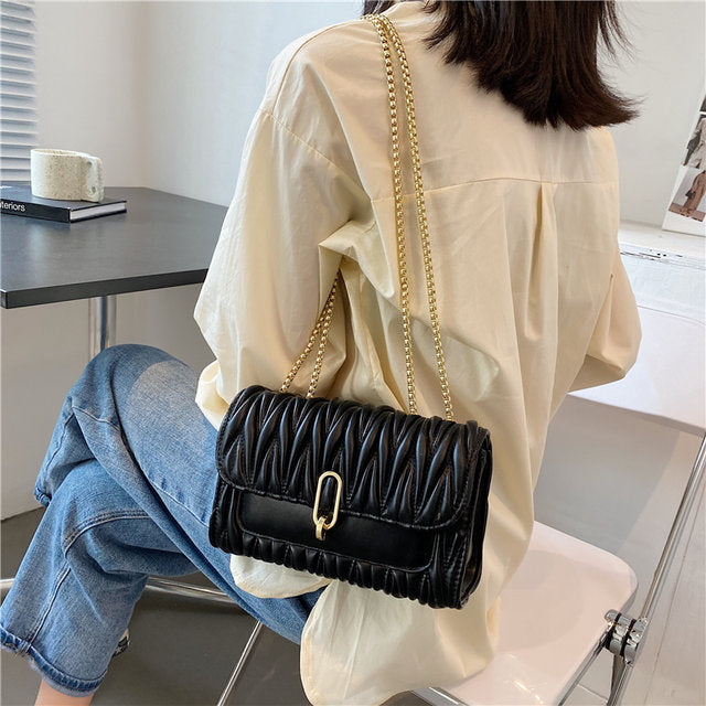 QUEENSHOW Luxury Brand Women Handbag New Fashion Chain Female Shoulder Bag High Quality Leather Designer Crossbody Bags Purses