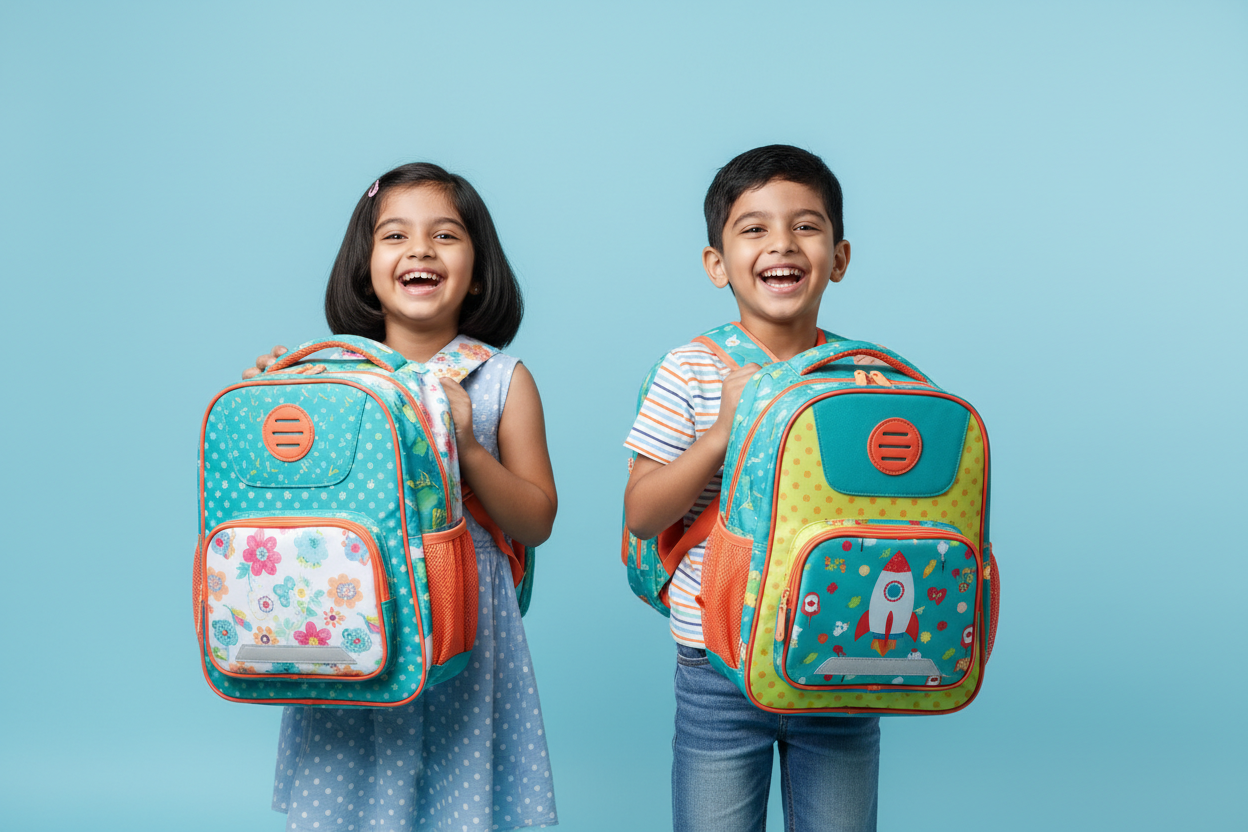Kids with Colorful School Bags