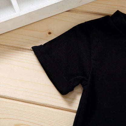 Black Camouflage Letters Pullover Boys' Suit