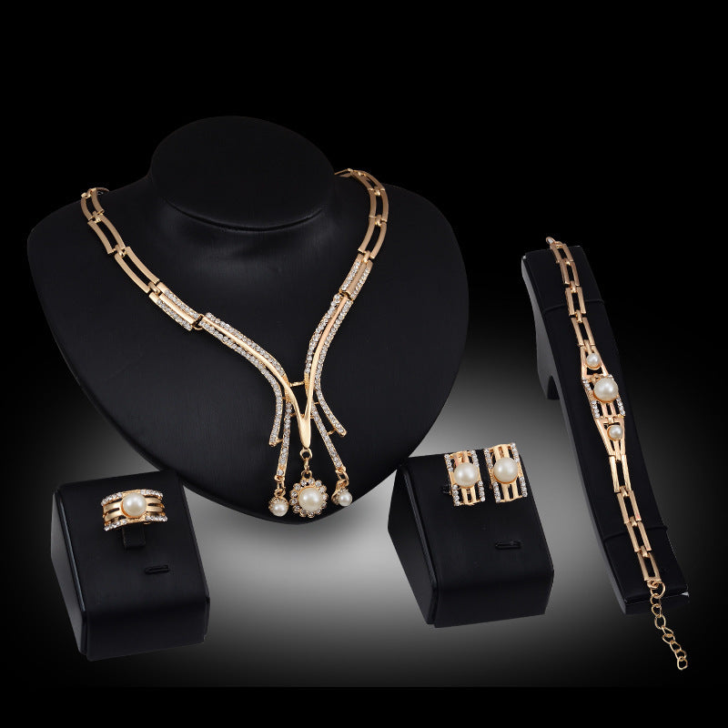 Personalized Fashion Jewelry Set Alloy Necklace Four-piece Set (Available)