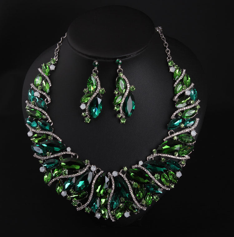 Women's Crystal Necklace Earring Set