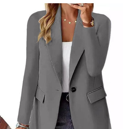 Ins Lapel Button Jacket Fashion Commuter Casual Suit Jacket Women's Long-sleeved Tops Outwear Clothing