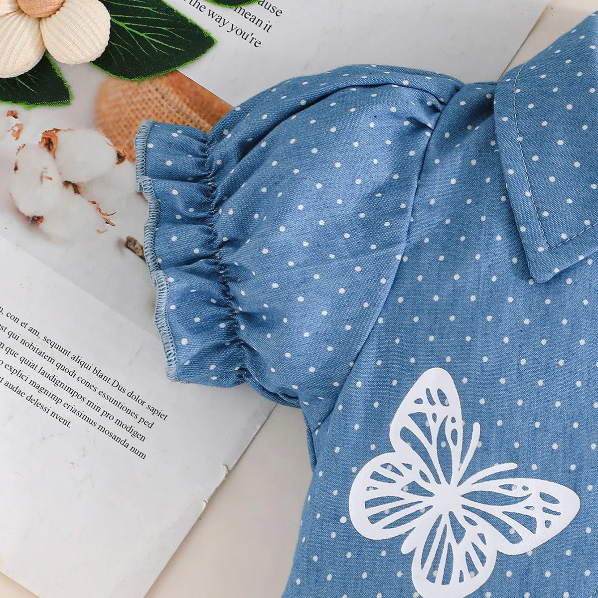 1-4Y Fashion Children Kids Girl 2Pcs Spring Outfit Butterfly Print Short Sleeve Tops+Suspender dress Set Outfit Kid Girl Clothes - Mom & Kids