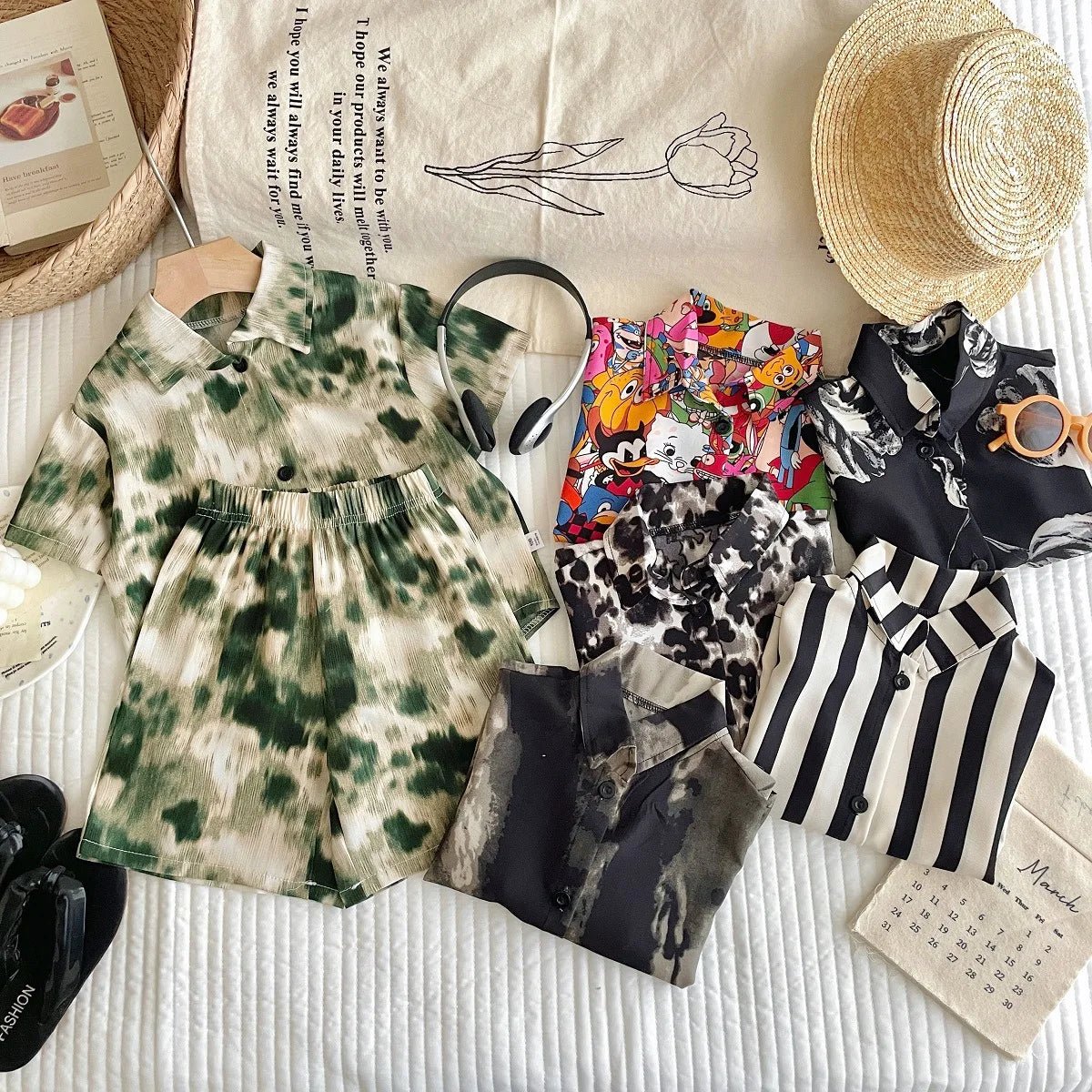 1-6 Age Boys Handsome Two Piece Set Summer Clothing Loose Fashion Children's Short-sleeved Suit Korean Style Kids Clothes Sets - Mom & Kids