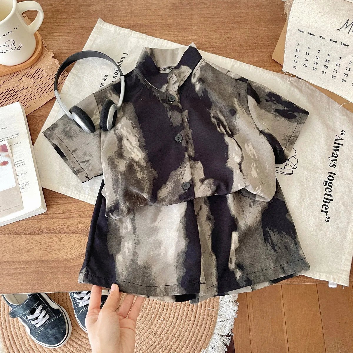 1-6 Age Boys Handsome Two Piece Set Summer Clothing Loose Fashion Children's Short-sleeved Suit Korean Style Kids Clothes Sets - Mom & Kids