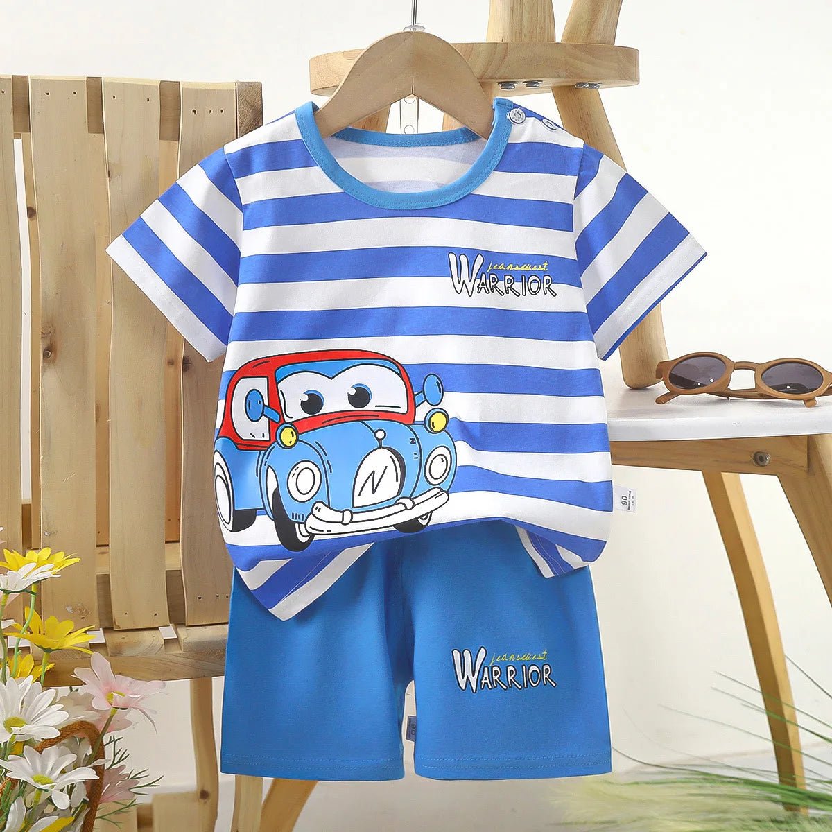 1 Sets Pure Cotton Kids Cartoon Clothing Summer Baby Fashion Short Sleeve Suits Boys Girls T-Shirts+Shorts Children Outfits - Mom & Kids