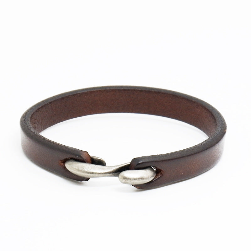 S buckle brown leather bracelet (Available)