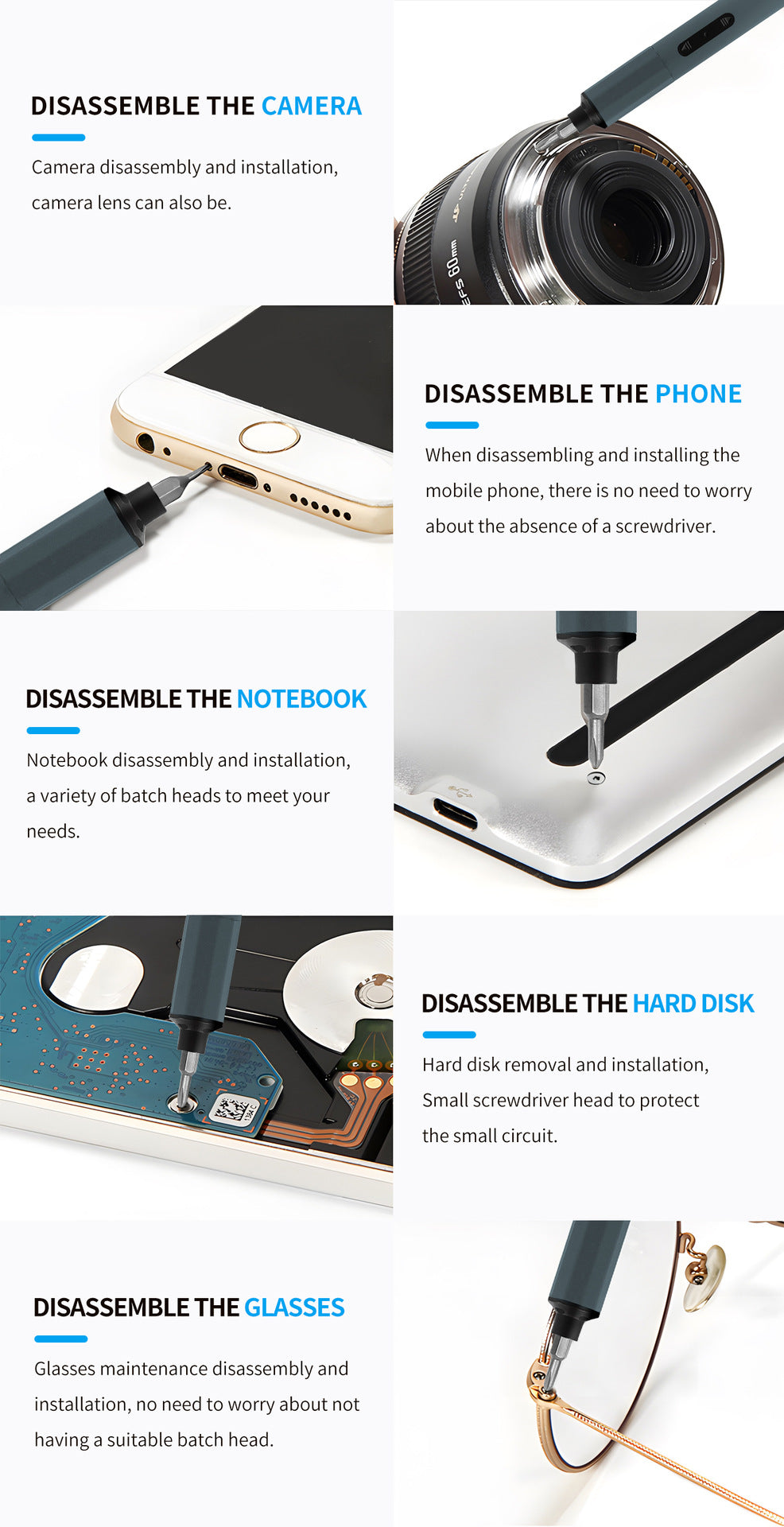 50 pcs রিচার্জেবল ইলেকট্রিক ম্যাগনেটিক All in One স্ক্রু ড্রাইভার