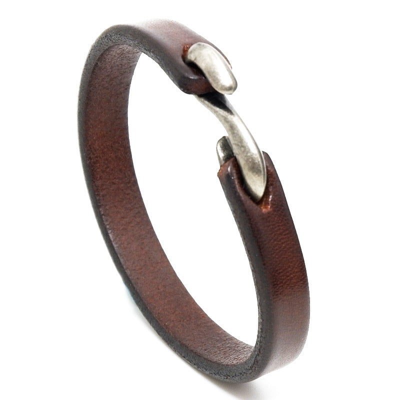 S buckle brown leather bracelet (Available)