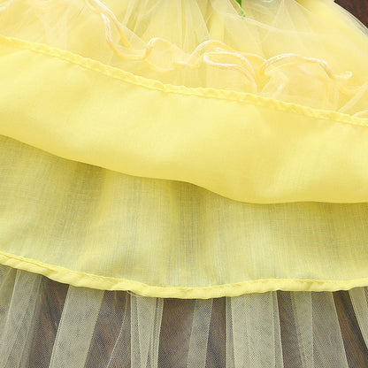 Girls' Skirt Cotton Skirt Solid Color Four Flower Dress