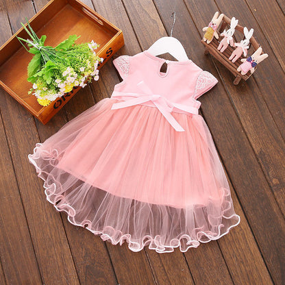 Girls' Skirt Cotton Skirt Solid Color Four Flower Dress