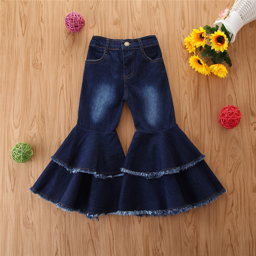 European And American Style Girls Kids Fashion Bell Bottom Pants[available]