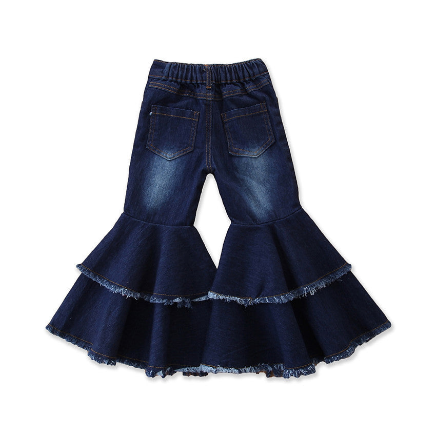 European And American Style Girls Kids Fashion Bell Bottom Pants[available]