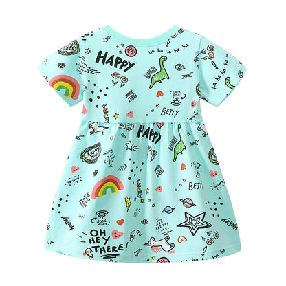 Knitted Children's Skirt Short-sleeved Cotton Girls Dress