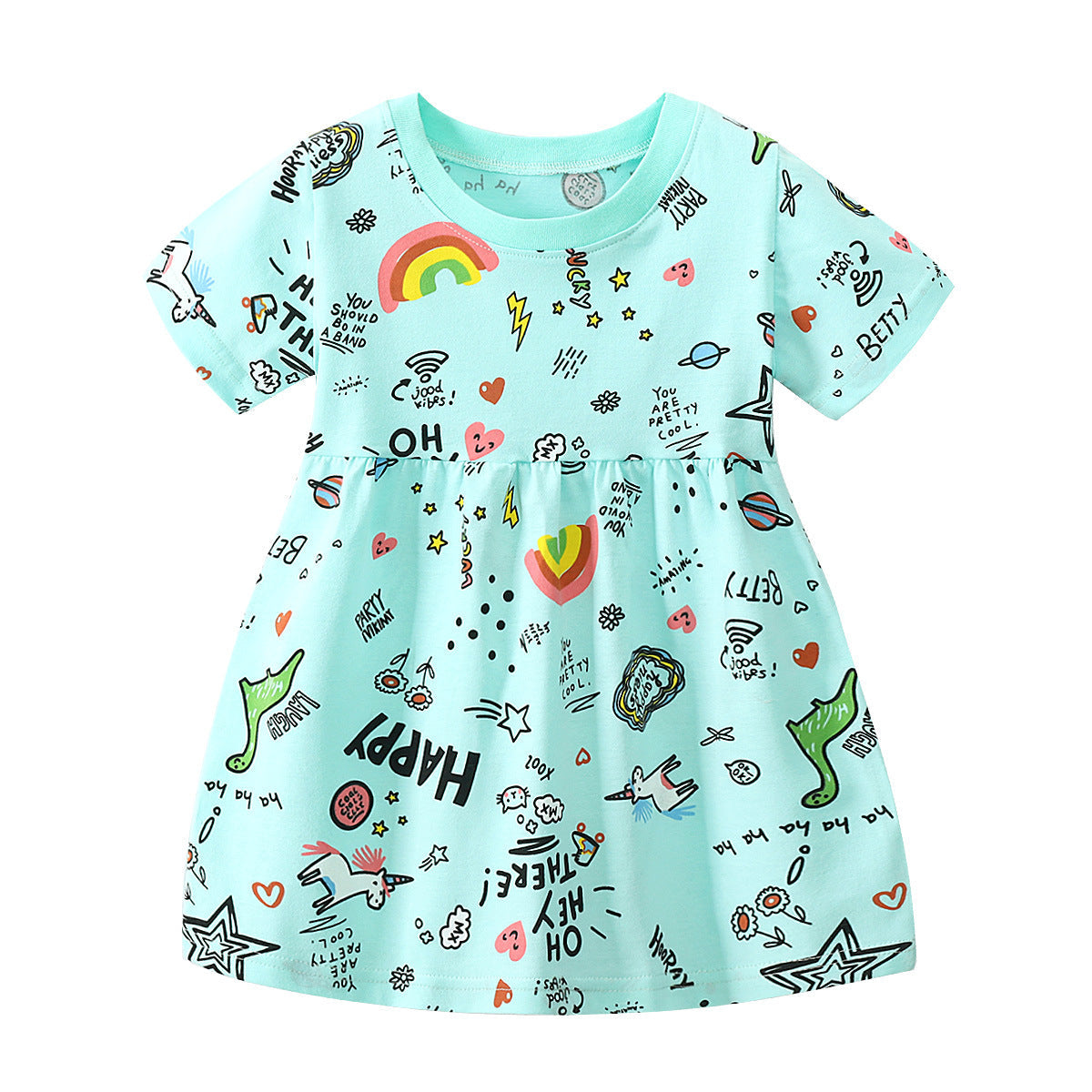 Knitted Children's Skirt Short-sleeved Cotton Girls Dress