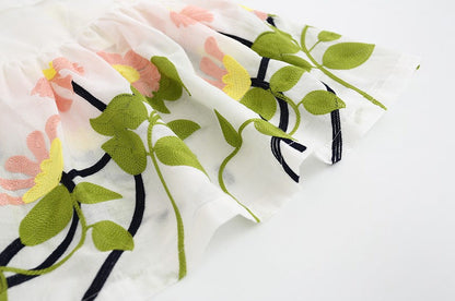 Children's Clothing Girls Exquisite Embroidered Dress Cotton V-Neck Vest Skirt