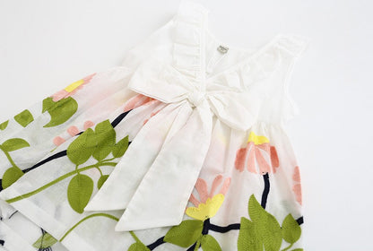 Children's Clothing Girls Exquisite Embroidered Dress Cotton V-Neck Vest Skirt