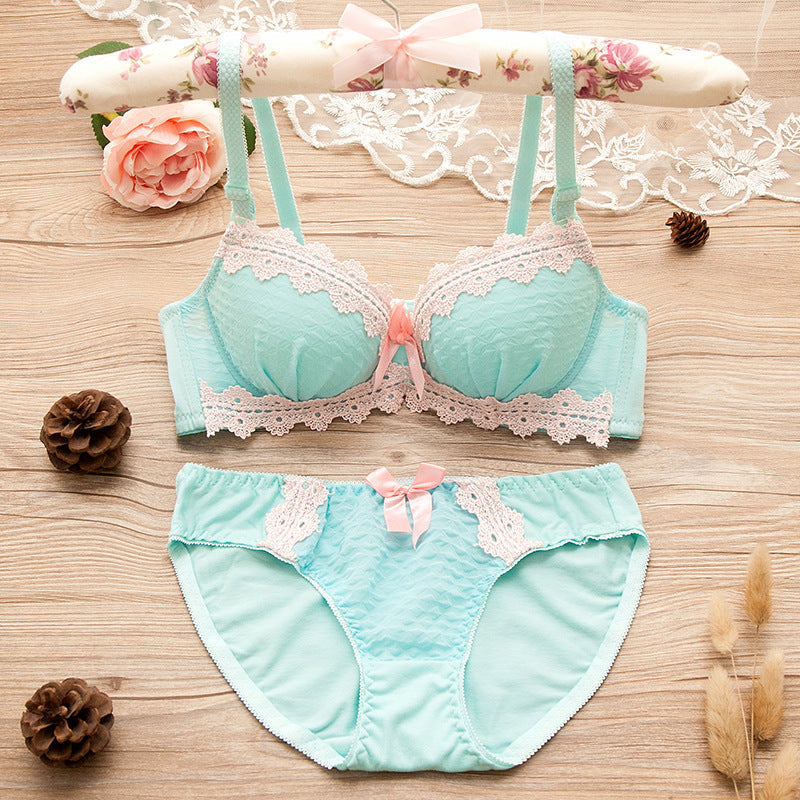New Style Lace-Rim Sexy Bra, Comfortable Gathering Bra, Adjustable Panty Underwear Set