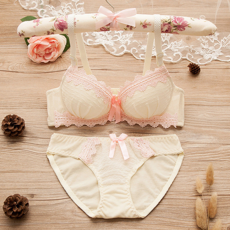 New Style Lace-Rim Sexy Bra, Comfortable Gathering Bra, Adjustable Panty Underwear Set