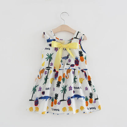 Girls Cotton Sleeveless Cartoon Animal Vest Dress