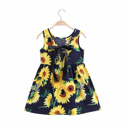 Girls Cotton Sleeveless Cartoon Animal Vest Dress