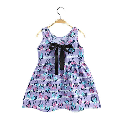 Girls Cotton Sleeveless Cartoon Animal Vest Dress