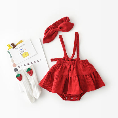 Baby Girl Princess Wind Suspender Dress Romper Newborn