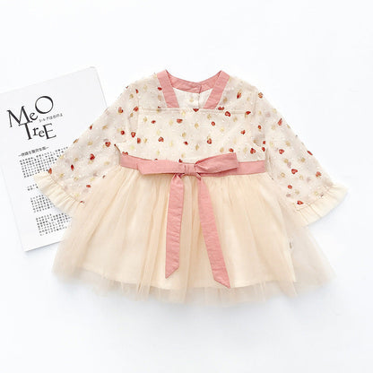 Girls' Little Love Chiffon Hanfu Dress, Baby Ethnic Style Net Gauze Skirt