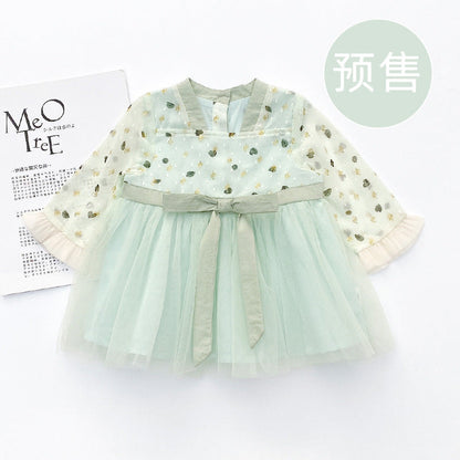 Girls' Little Love Chiffon Hanfu Dress, Baby Ethnic Style Net Gauze Skirt