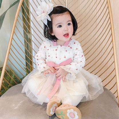 Girls' Little Love Chiffon Hanfu Dress, Baby Ethnic Style Net Gauze Skirt