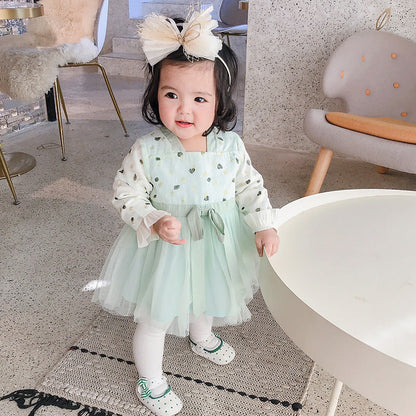 Girls' Little Love Chiffon Hanfu Dress, Baby Ethnic Style Net Gauze Skirt