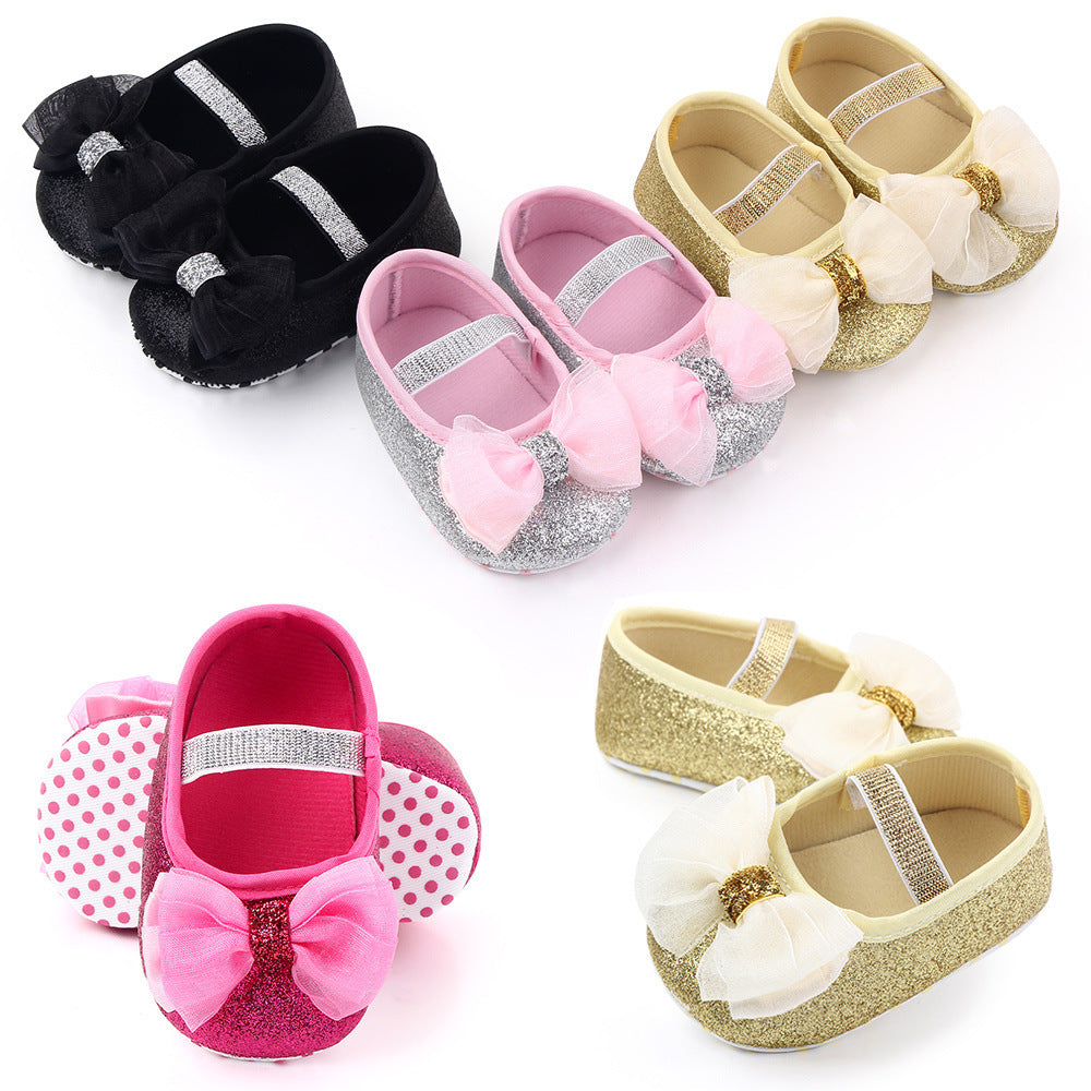 Newborn Princess Shoes Baby Shoes Soft Soled Baby Shoes Bow Princess Shoes Single Shoes (Available)