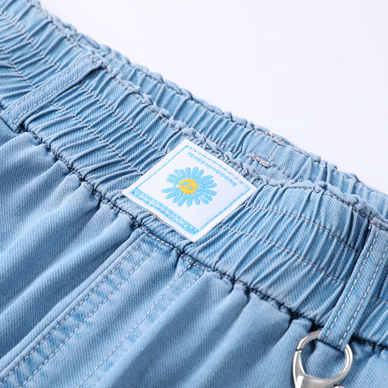 Tencel Jeans, High-waisted, Thin, Drape, Loose, Straight, And Ice Silk Wide-leg Pants
