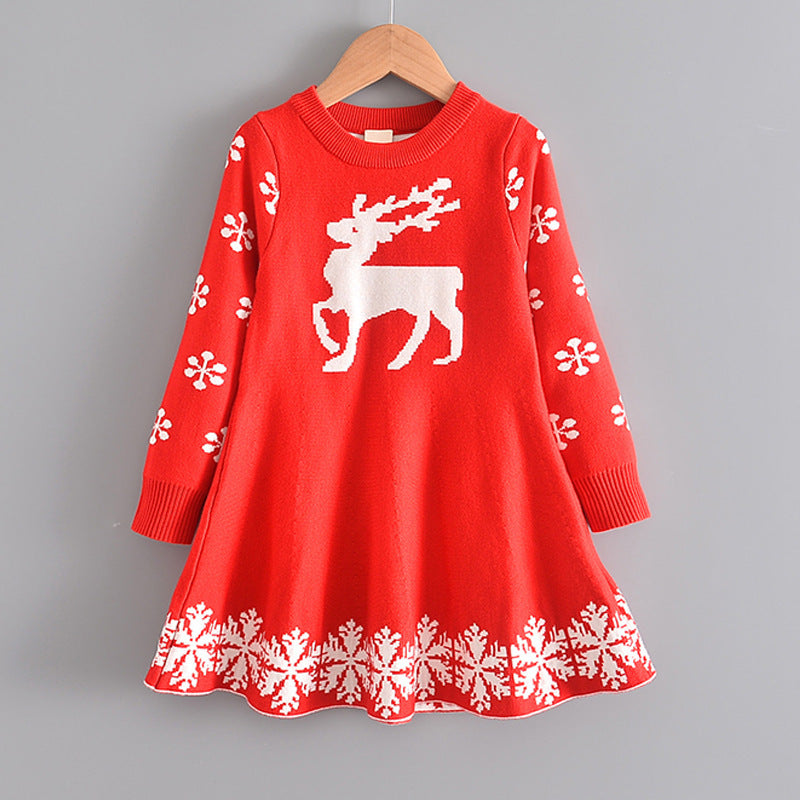 Girls flying sleeve knitted sweater suit