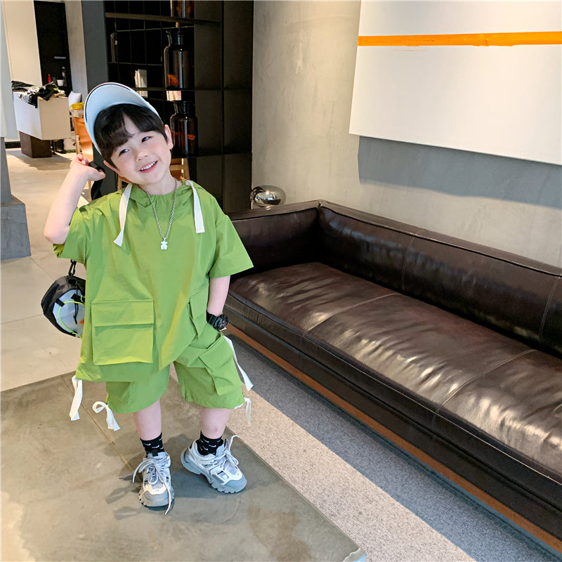 Boys Short-sleeved Suit Summer New Baby Handsome Jacket Shorts Children's Korean Version Of The Western Style Two-piece Trend