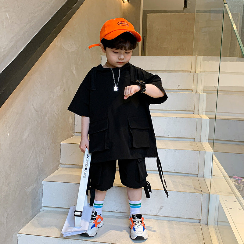 Boys Short-sleeved Suit Summer New Baby Handsome Jacket Shorts Children's Korean Version Of The Western Style Two-piece Trend