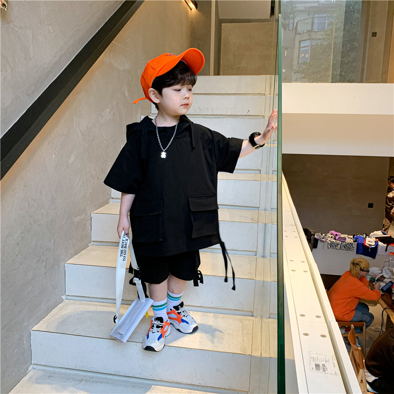 Boys Short-sleeved Suit Summer New Baby Handsome Jacket Shorts Children's Korean Version Of The Western Style Two-piece Trend