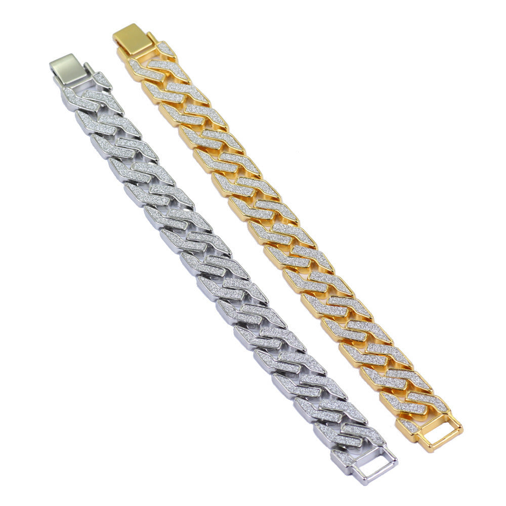 Luxury Hip-hop style Geometric Stars Sparkling Gitter Pink Men's Bracelet (Available)