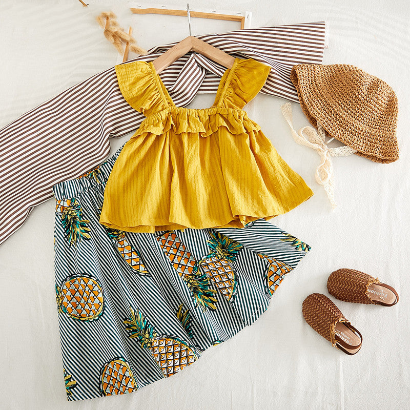Two piece vest and skirt suit
