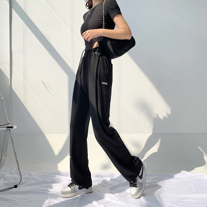 Ice Silk Wide-leg Pants Women's Summer Thin Loose-fitting High Waist