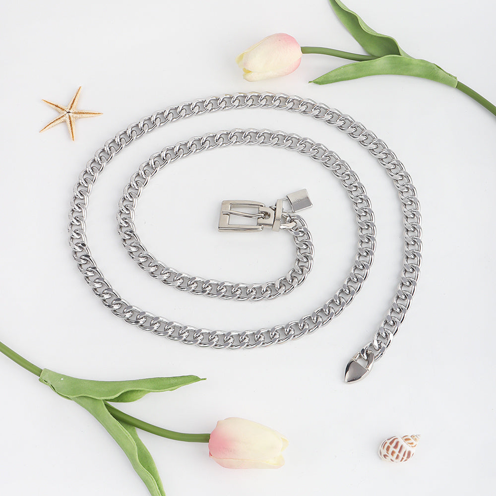 New Hip Hop Fashion For Men And Women Metal Waist Chain Padlock Pendant Versatile Jeans Skirt Accessories Thick Chain (Copy)