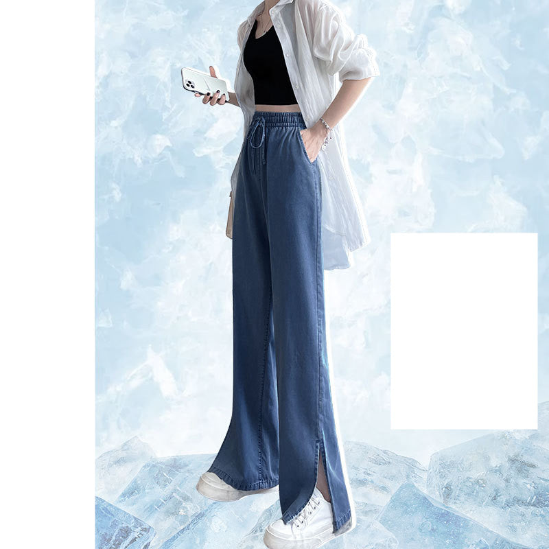 Thin Loose Straight High Waist Wide Leg Pants