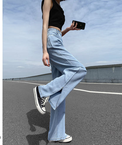 New Loose Straight High Waist Summer Ice Silk Wide-leg Pants