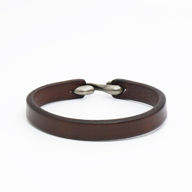 S buckle brown leather bracelet (Available)