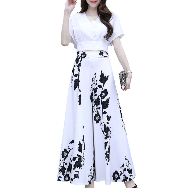 Loose High Waist Slimming Printed Wide-leg Pants