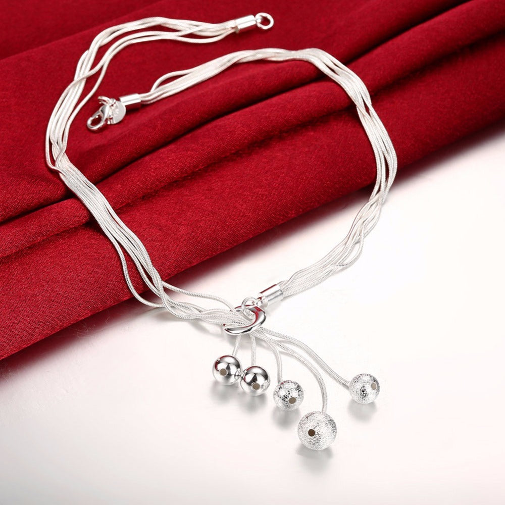 Five Thread Bead Necklace Bracelet Earring Set