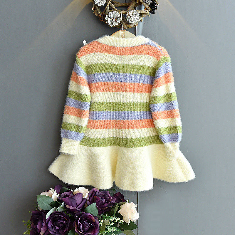 Striped rainbow carrot dress